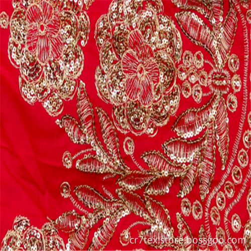 Elegant Outdoor Rayon 3mm Sequin Embroidered Fabrics